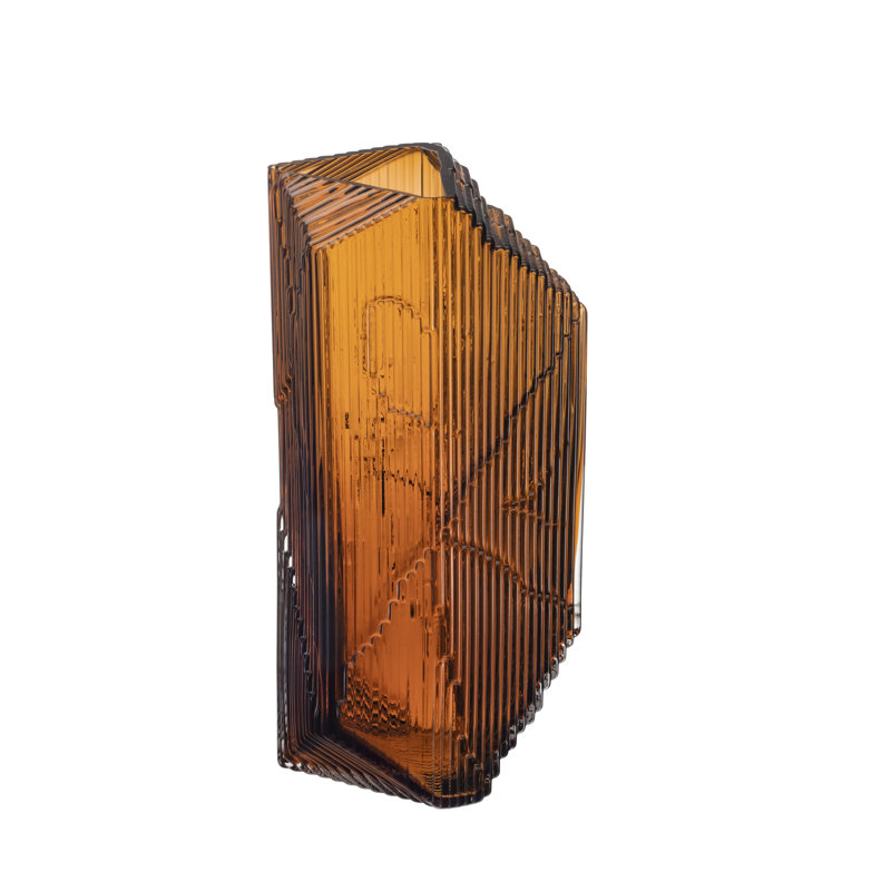 Kartta Glass Sculpture 5.91" x 12.99" Copper/Orange