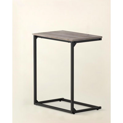 C Shape End Table for Couch or Sofa, Industrial Small Side Table