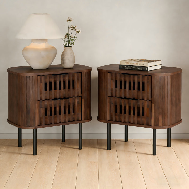 22.5 '' Fluted End Tables, Walnut