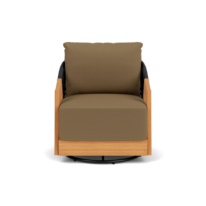 Alpine Outdoor Teak Swivel Armchair, Reflections Straw