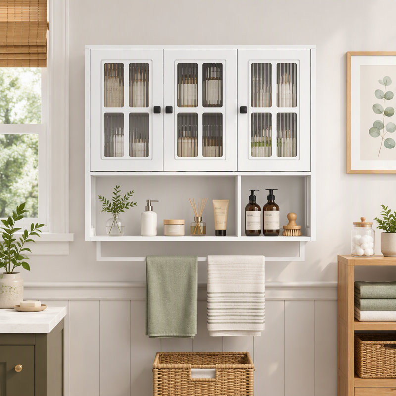 Armoire murale en bois 3 portes, Blanc
