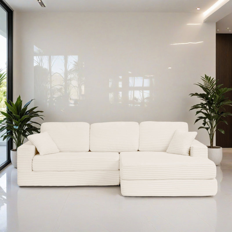 Canapé-lit modulaire 2 pièces pour salon, Polyester beige