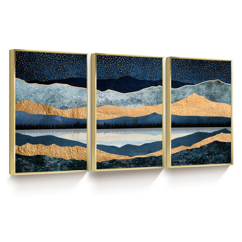 Paysage abstrait - Ensemble de 3 reproductions de cadres photo sur toile