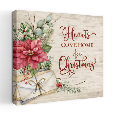 Hearts Come Home For Christmas Contemporary Holiday Envelope Floral Holiday Art