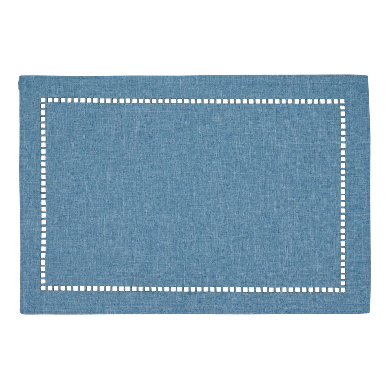 Neith Polyester No Pattern Rectangle Placemat, Denim