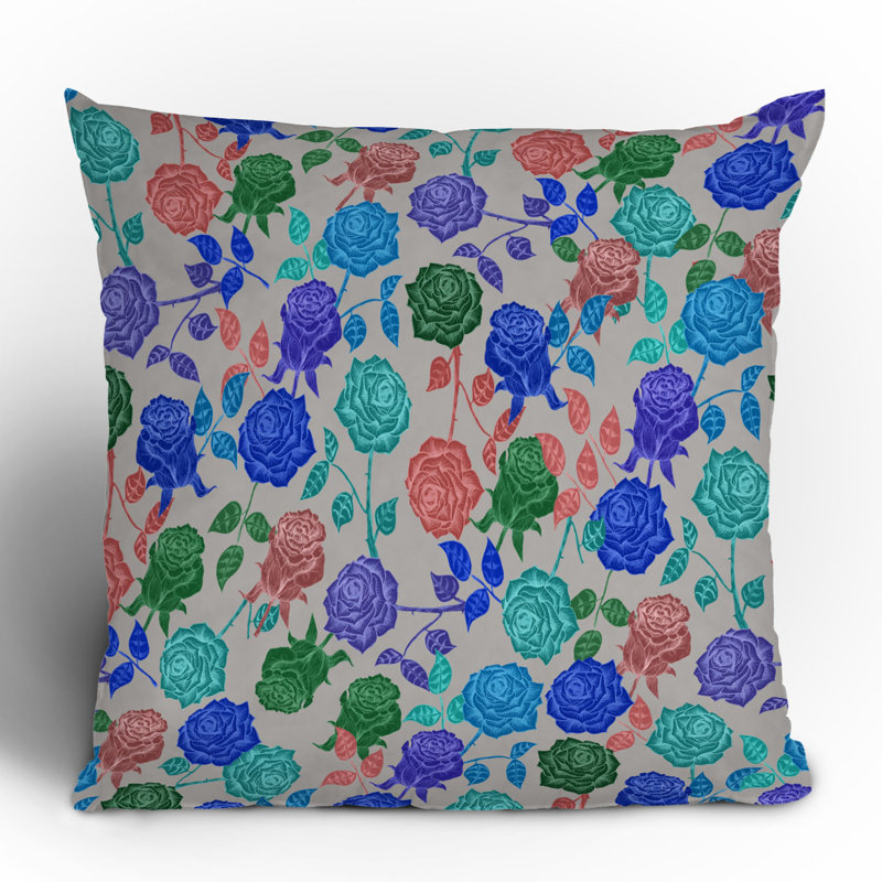 Housse de coussin carré et insert, 20 po x 20 po, Roses bleues