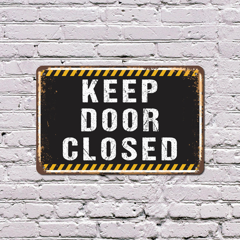 Plaque en plastique 8 po x 12 po Keep Door Closed Street (paquet de 2)