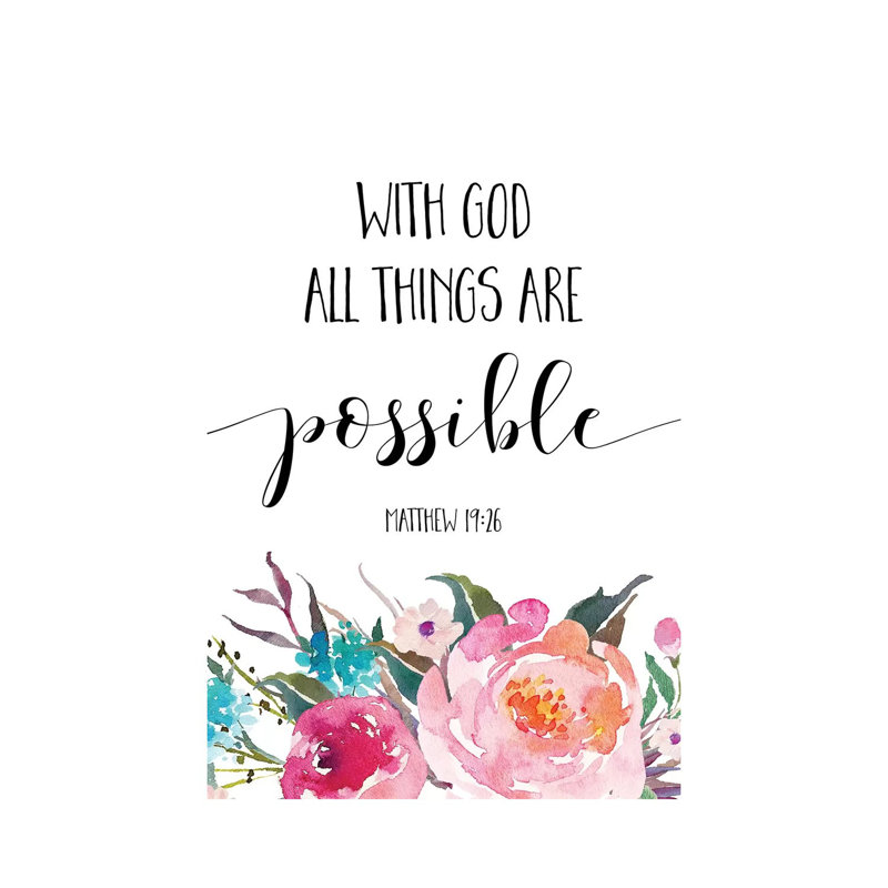 With God All Things Are Possible, Matthew 1926 - Print on Canvas, 45.72cm H x 30.48cm W x 1.91cm D, Wrapped Canvas