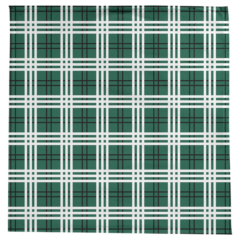 Plaid Cotton Blend Square Tablecloth, Gotham Green/Stealth Black/White