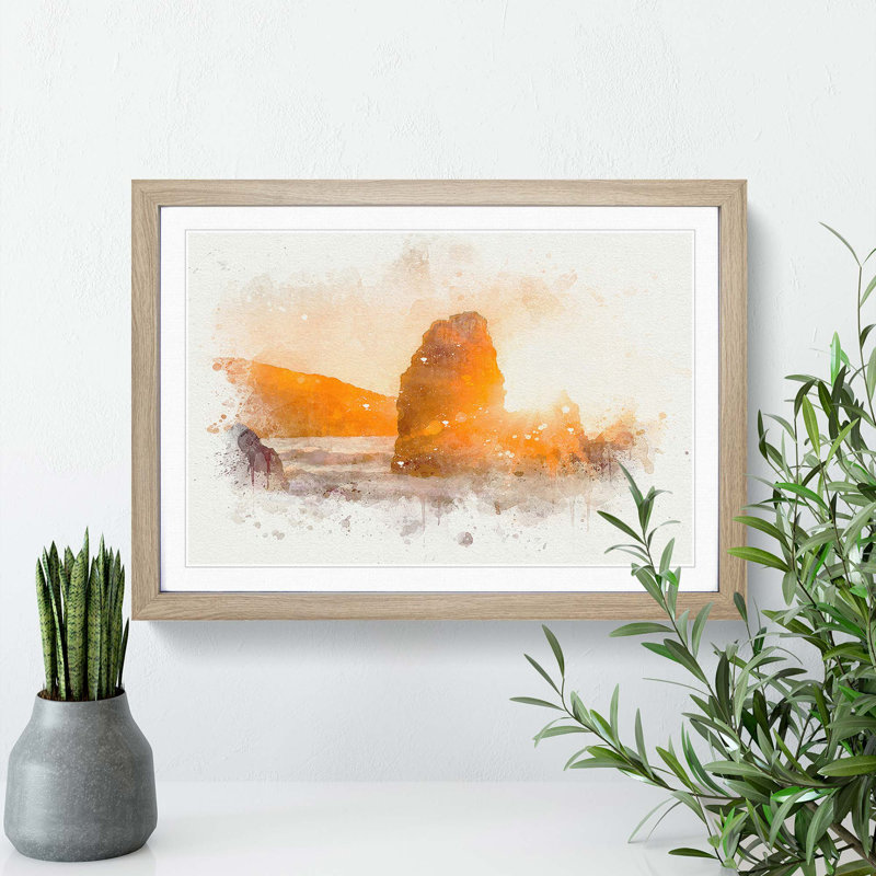 Sunlight over Rodeo Beach in Abstract - Framed Print, 36cm H x 48cm W x 2cm D, Oak Framed