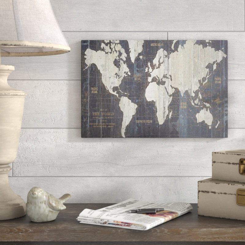 « Old World Map » de Wild Apple, reproduction d'art graphique, Toile, H 12 po x l 18 po x P 1,5 po