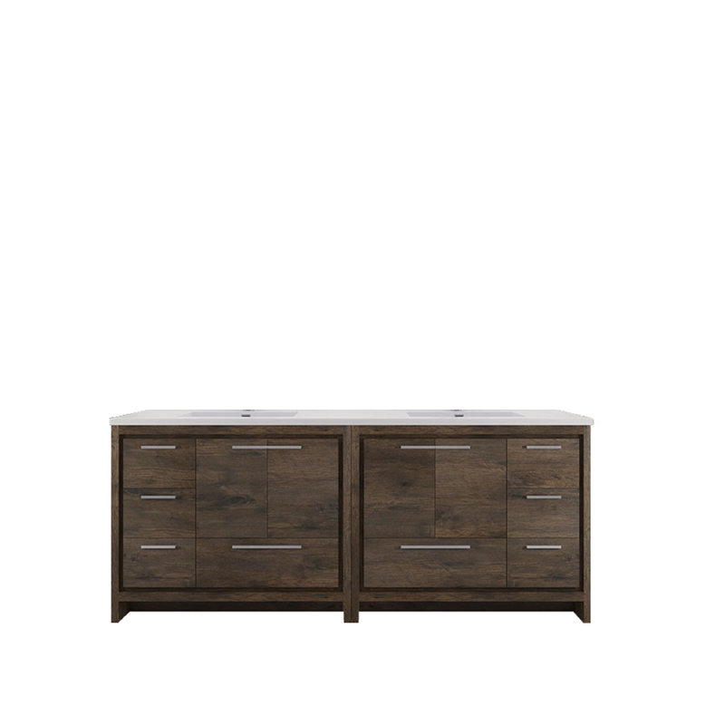 84" Double Sink Bathroom Vanity Set, Dark Brown