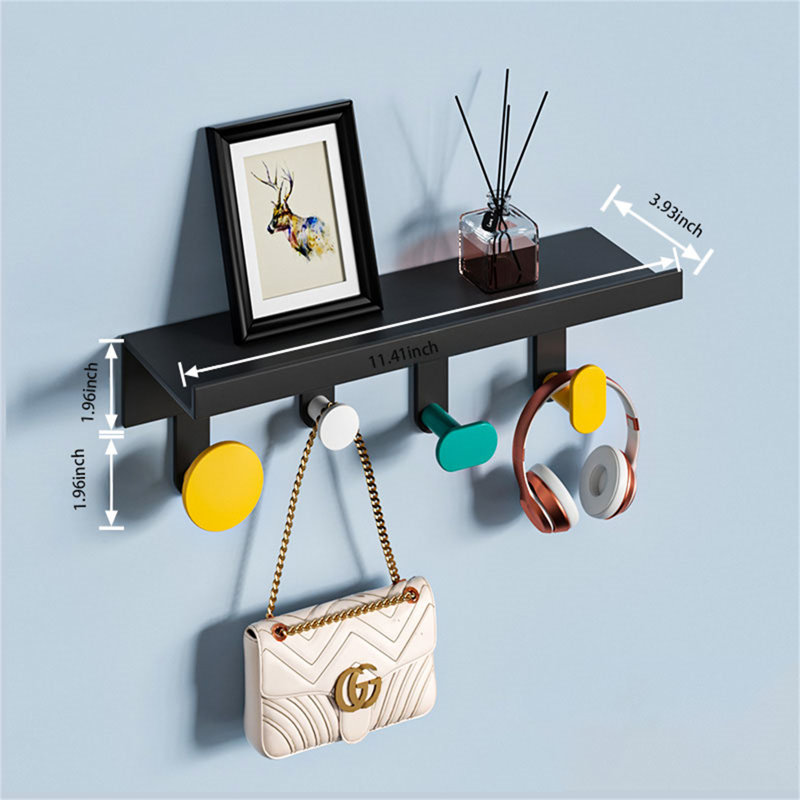 Gieslinde Metal Freestanding 4 - Hook Wall Mounted Coat Rack, Black/Yellow/Green
