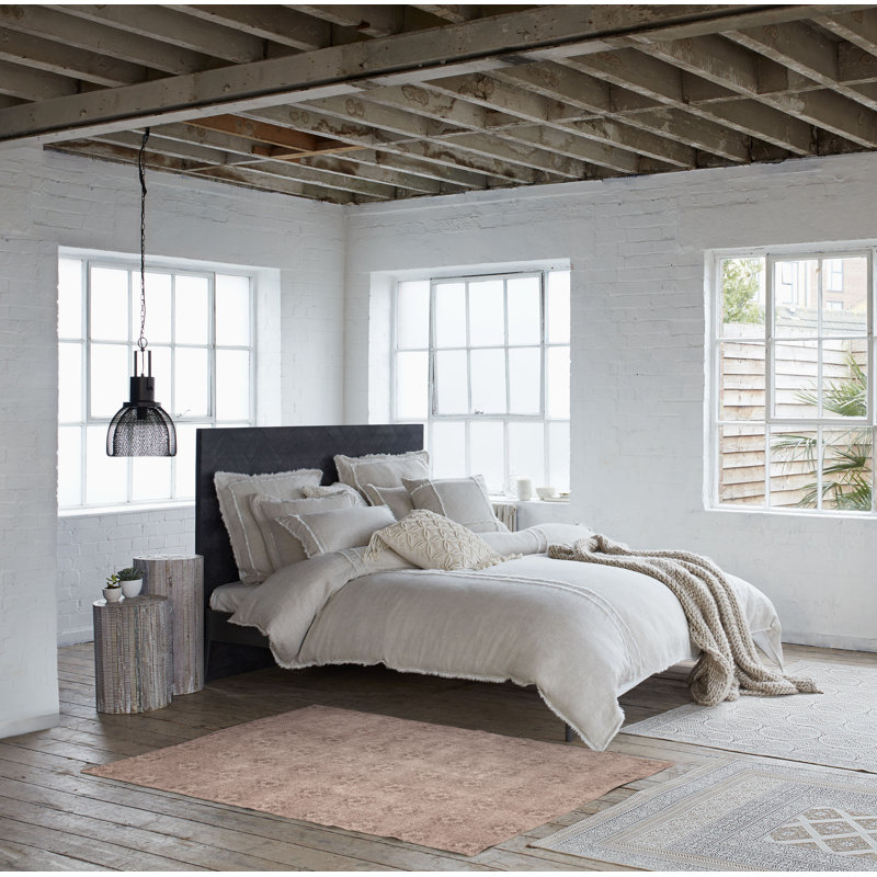 Blush Pink Rectangular Viscose and Cotton Accent Rug, 30x50