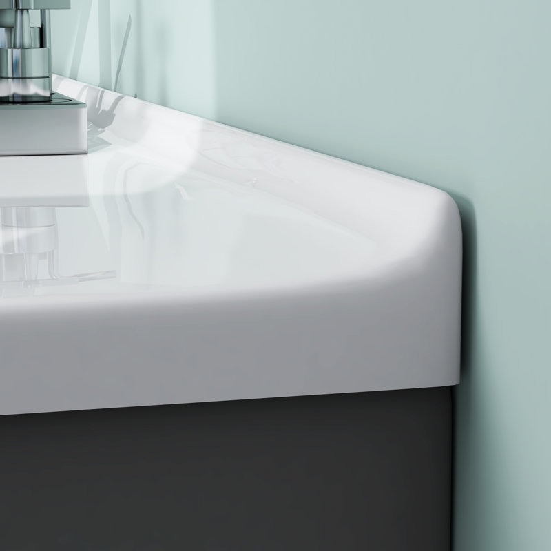 MEJE 30x18 Inch White Glossy Ceramic Drop-In Bathroom Sink