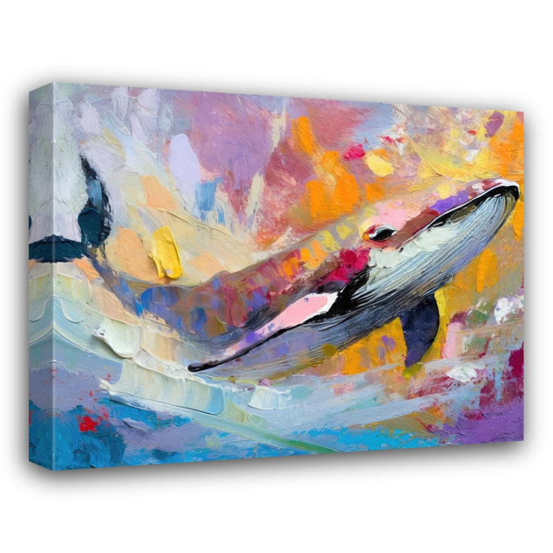 Baleine sur toile par Stephen Chambers, H 20 po x l 24 po x P 1,5 po