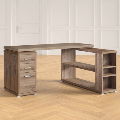Tona Grey Driftwood 3-Drawer L-shape Desk