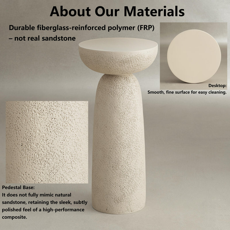 Sleek Cylinder Round Side Table, Cream
