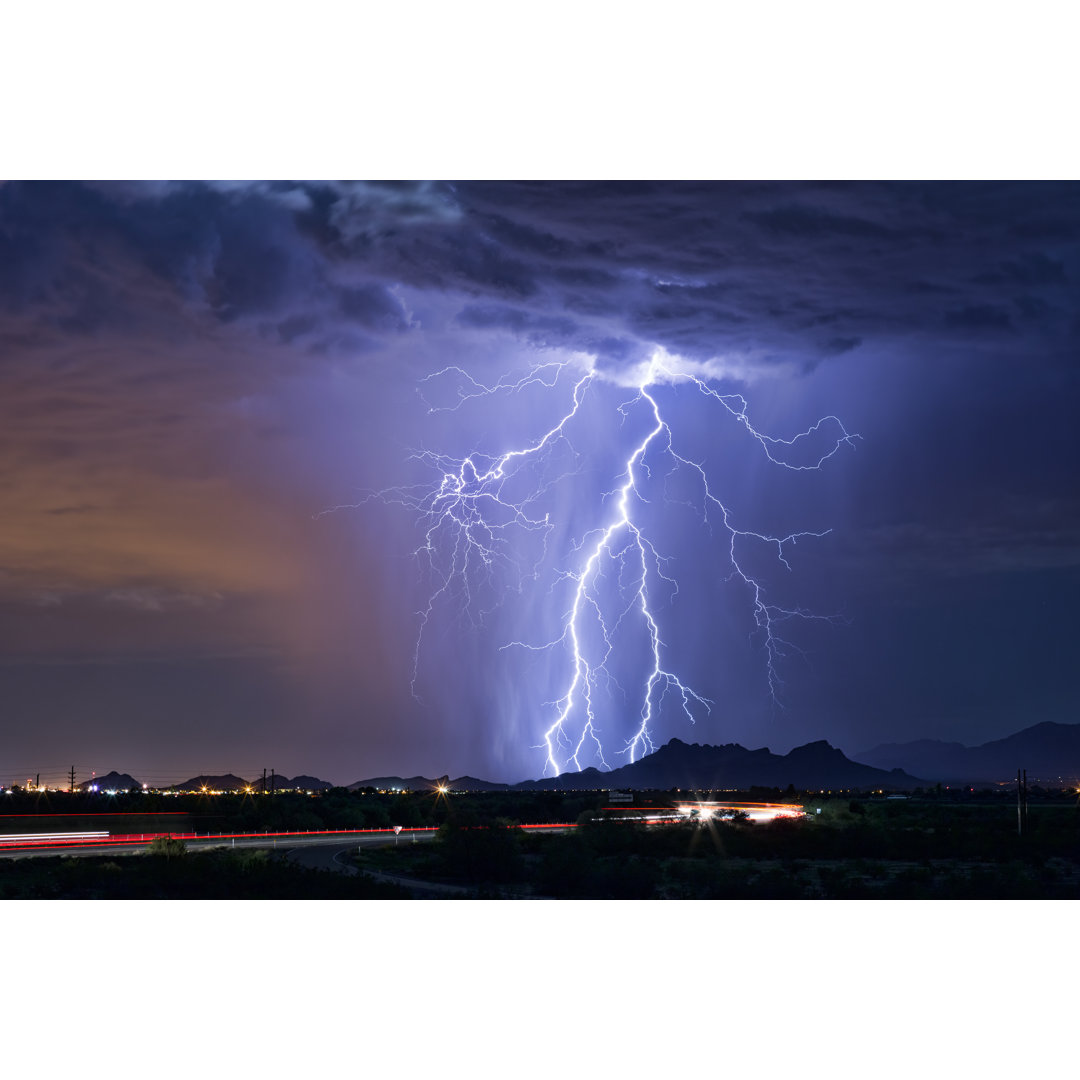 Thunderstorm Lightning by Mdesigner125 - Wrapped Canvas Photograph Ebern Designs 