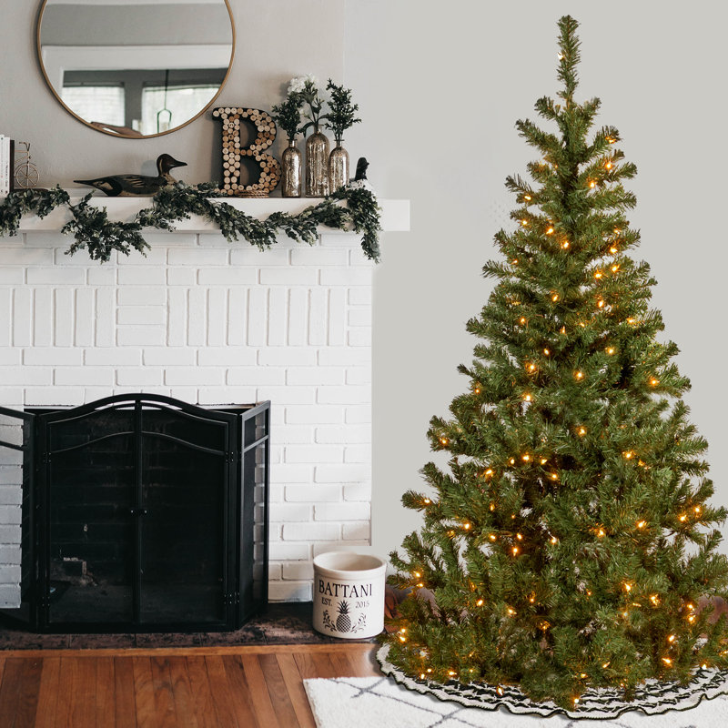 Grand sapin canadien avec lumières claires, H 6,5 pi