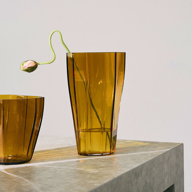 Reed Handmade Glass Table Vase, Amber