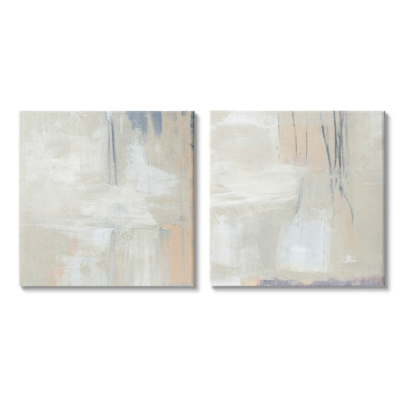 "Beige Abstract Collage Composition", ensemble de 2 toiles d'art par Annie Warren, H 24 po x l 48 po x P 1,5 po