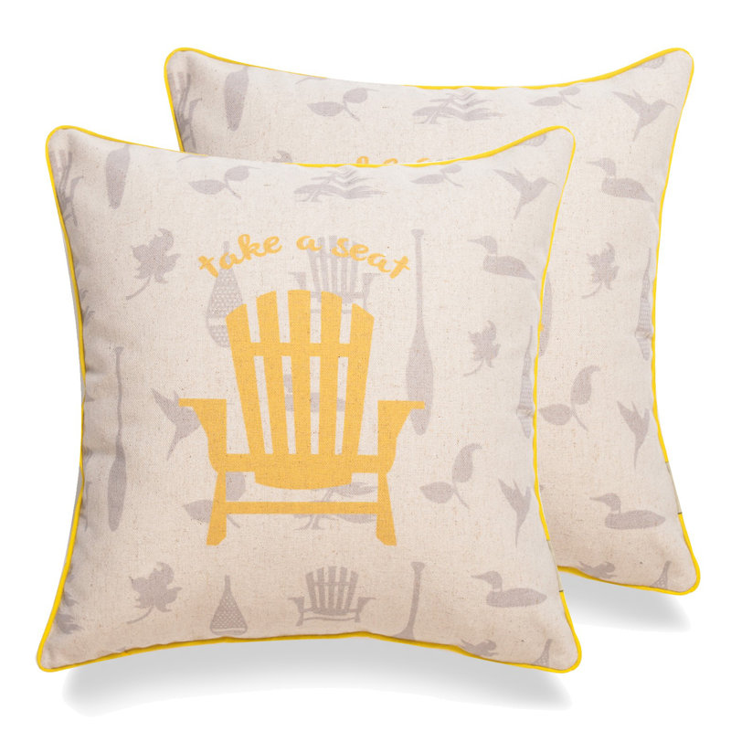 Housse de coussin carrée, Jaune, polyester