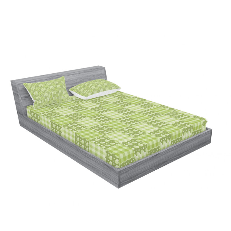 Microfiber Patchwork Sheet Set, Queen Sheet Set with Fitted Sheet