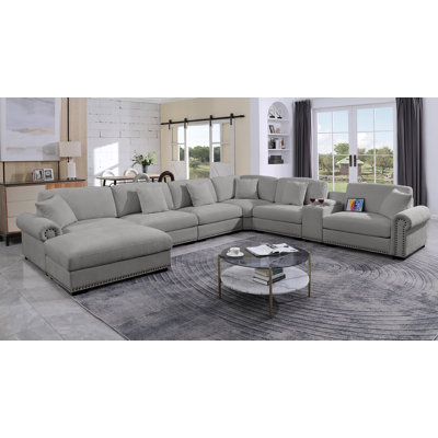 Stimpson 7-Seater Modular Sectional with Cup Holders
