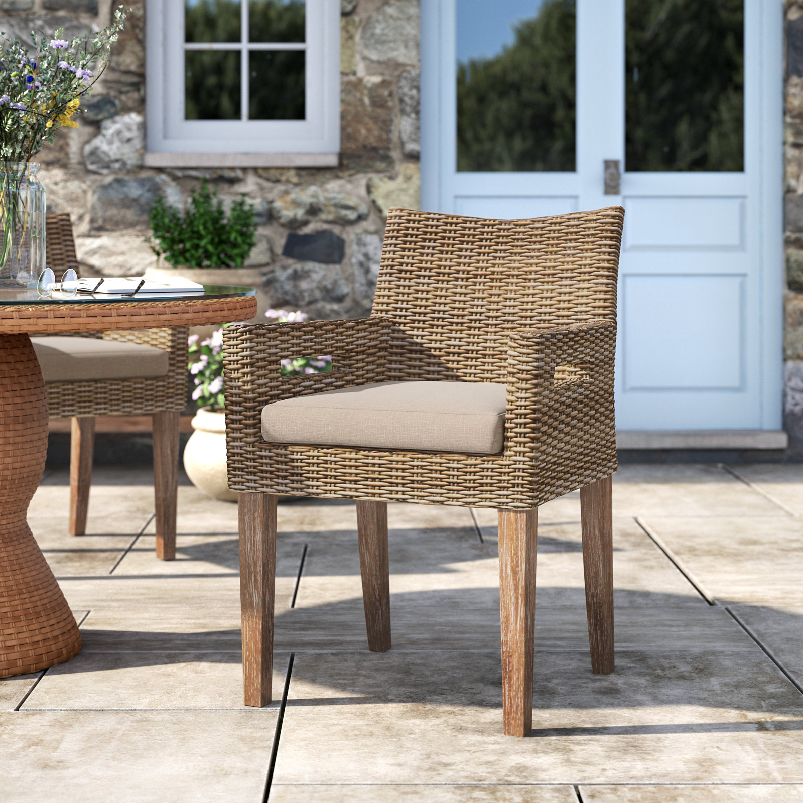Fleur Patio Dining Armchair with Cushion