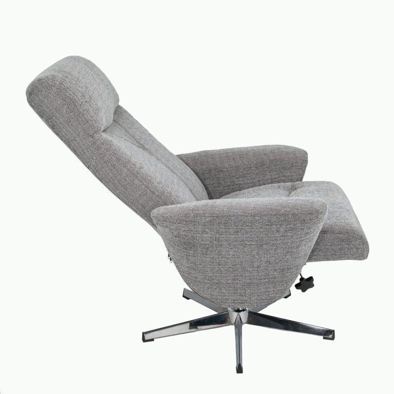 Fauteuil inclinable pivotant en chenille avec repose-pieds, fauteuil moderne, repose-pieds ergonomique, poussoir, manuel, inclinable, salon, lecture, bureau, gris clair