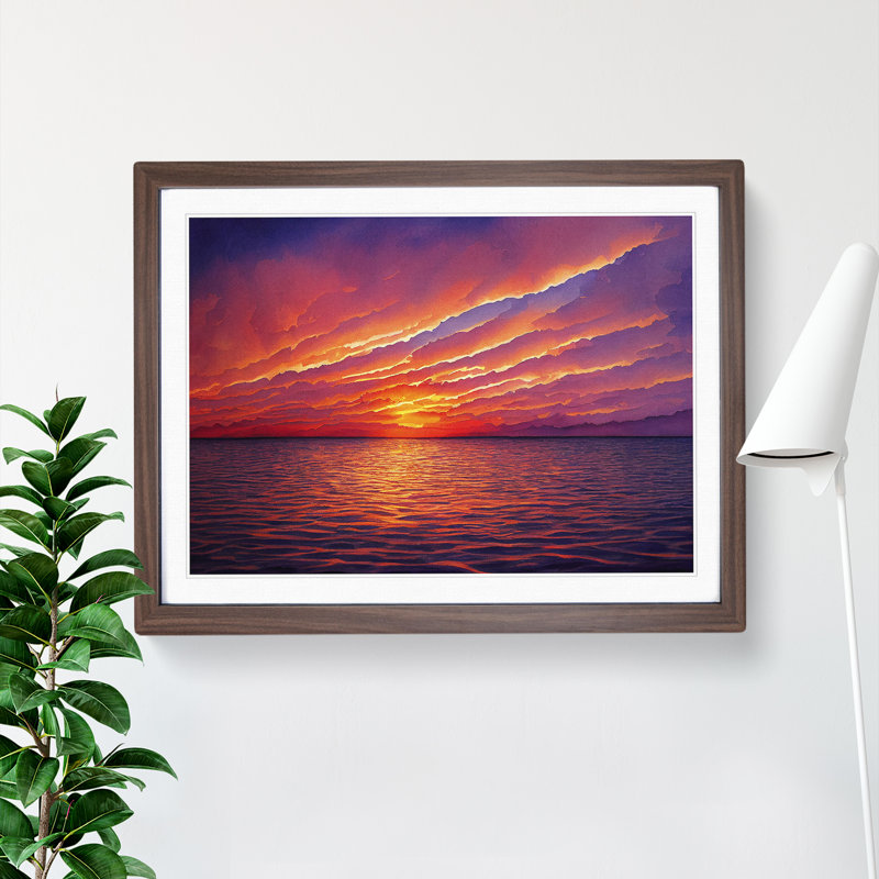 Admirable Sunset Seascape - Framed Print, 34cm H x 46cm W x 2cm D, Walnut