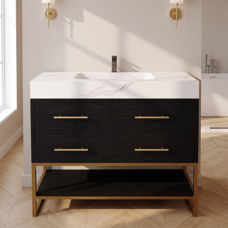 Single Bathroom Vanity with Engineered Stone Top