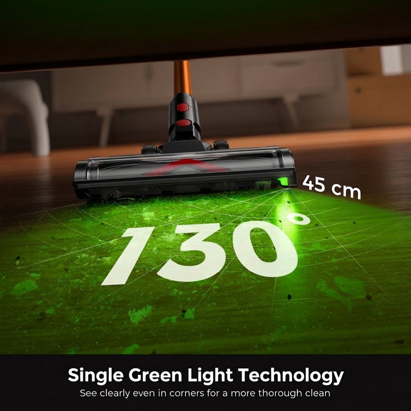 Aspirateur balai sans fil 450W / 40Kpa avec autonomie de 35 minutes et poubelle de 0,5L, Gold