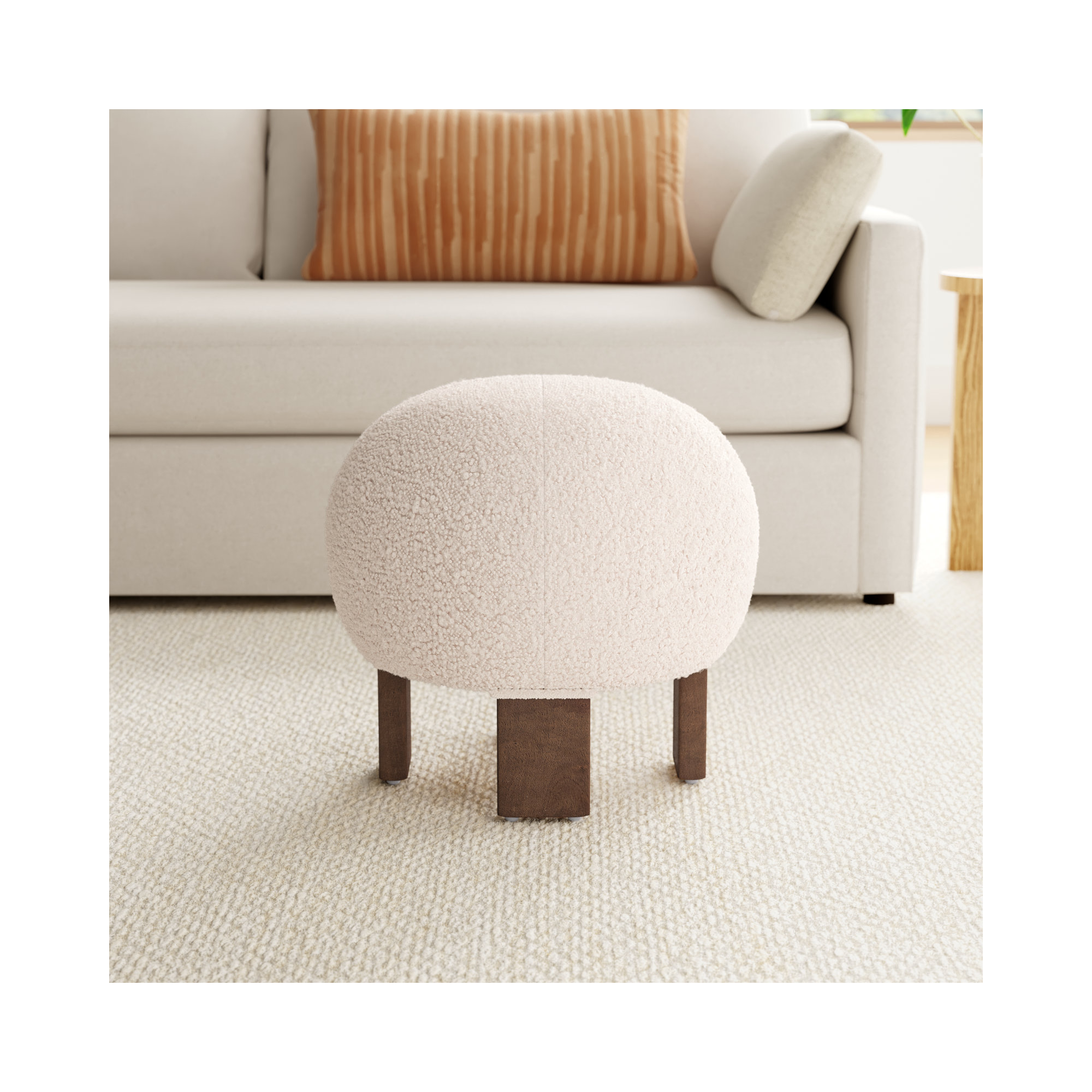Genna Upholstered Ottoman, Somerton Ash Boucle