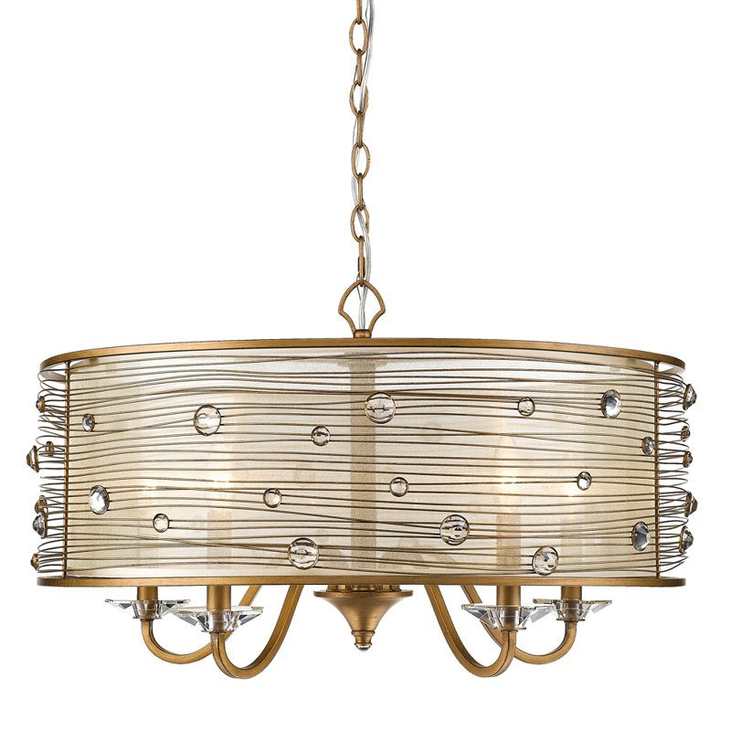 Lustre tambour 5 lumières Barneveld, Or péruvien