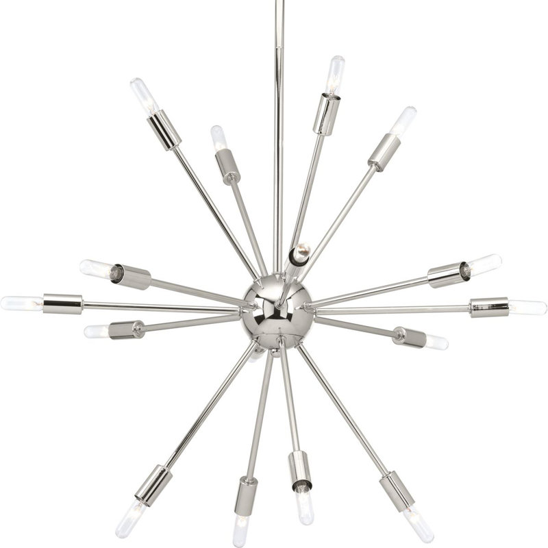 Lustre sphérique spoutnik 16 lumières Natchitoches, Nickel poli