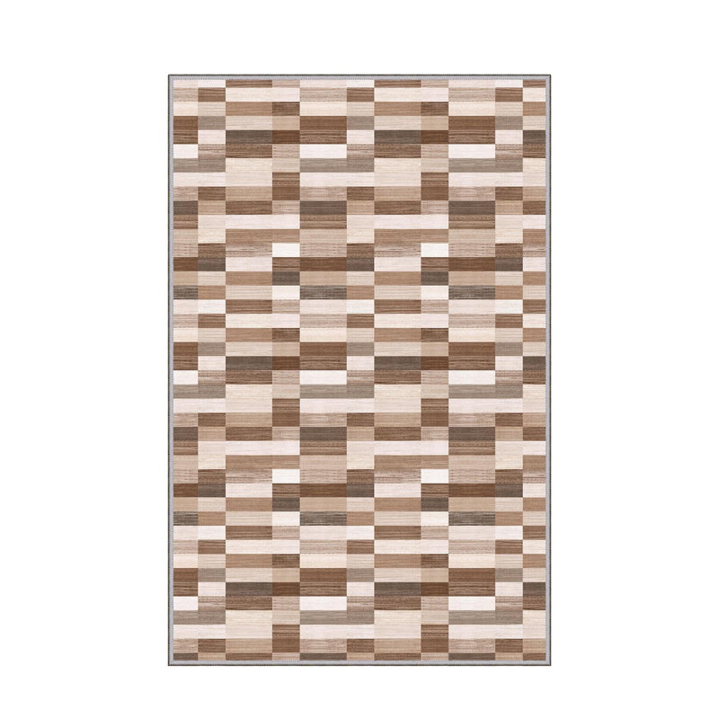 Stylish Woven Carpet, 4 x 6 Feet, 100% Polyester | Antibacterial, 3D Digital Printing, Non-Slip PVC Felt Dot Underside | Machine Washable, 0.4 in Pile Height, Perfect for Living Room & Bedroom Decor