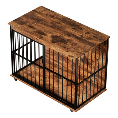 Dog Crate Furniture - Versatile Coffee Table And Kennel, Smooth Rounded Edges For Pet , Wide Sliding Door Large Kennel With Tray, Crafted From Steel, Ideal Overnight Stays, Good Ventilation