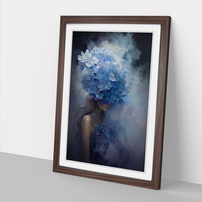 Hydrangea Conceptual - Framed Print, 46cm H x 34cm W x 2cm D, Walnut 