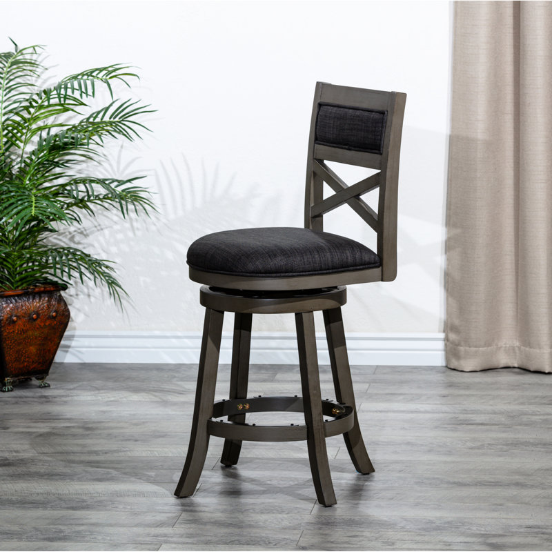 Siège pivotant de 24 po à hauteur de comptoir, gris patiné, revêtement gris anthracite, ajoute confort au tabouret à la maison, finition grise, améliore