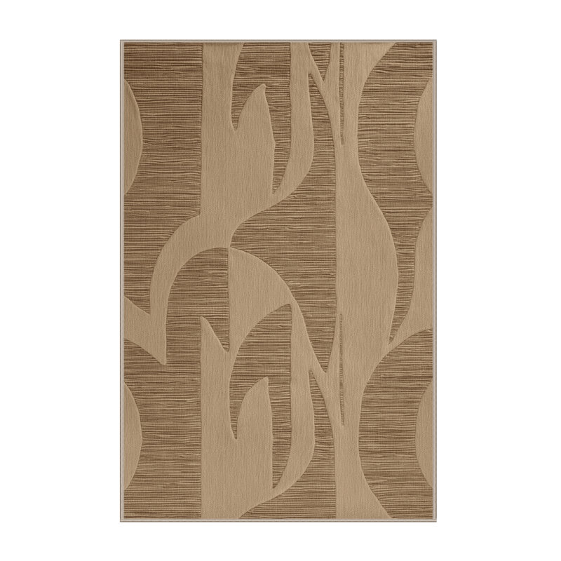 Machine Washable Abstract Brown Area Rug, Rectangle 7' x 10'