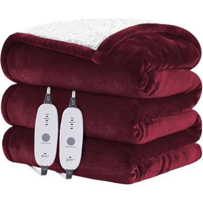 Heated Throw Blanket Flannel Electric Blanket Throw With 4 Hrs Timer Auto-Off & 3 Heating Levels Sherpa Heated Blankets With Overheating Protection