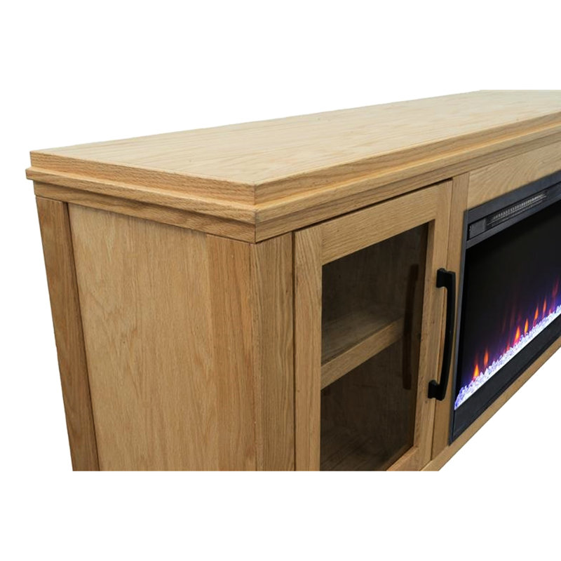 Étagère de 86 po pour foyer, naturel, 95 po, armoire en bois et chêne