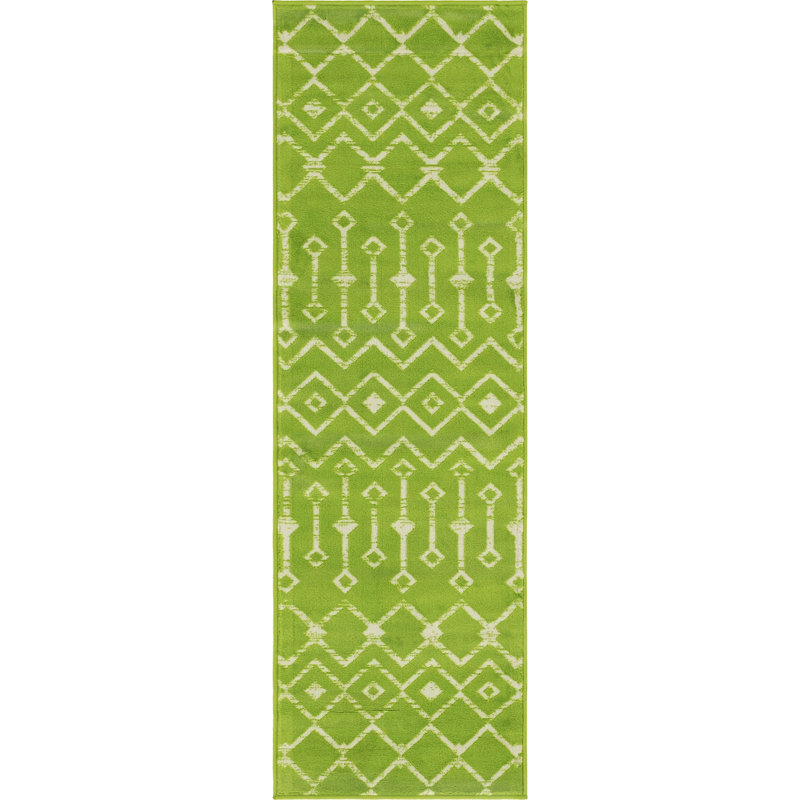 Tapis contemporain Aemtenan couleur mousse, Tapis de couloir 2 pi 6 po x 8 pi 2 po