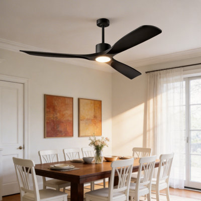 52 Inch Smart Ceiling Fan Featuring 3-Color Dimmable  Light, 6-Speed Reversible Quiet DC Motor, Remote Control And Light Kit