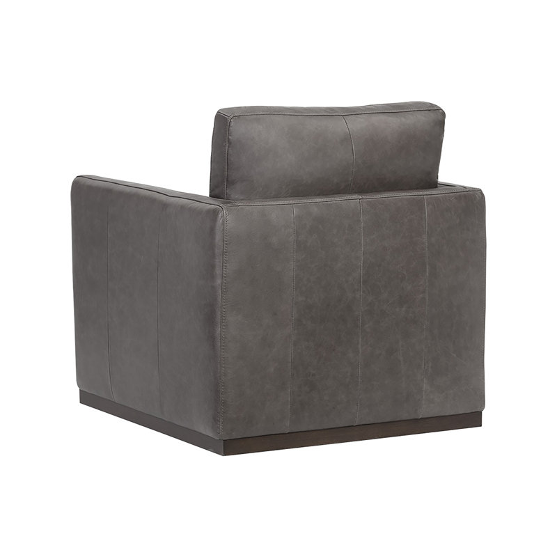 Portman Swivel Club Chair, Grey Genuine Leather