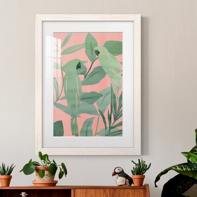 Pink And Green Birds Of Paradise II Premium Framed Matte - Ready To Hang -  Bayou Breeze, 129D6D1C3966416DBD0DB61C6868EE5F