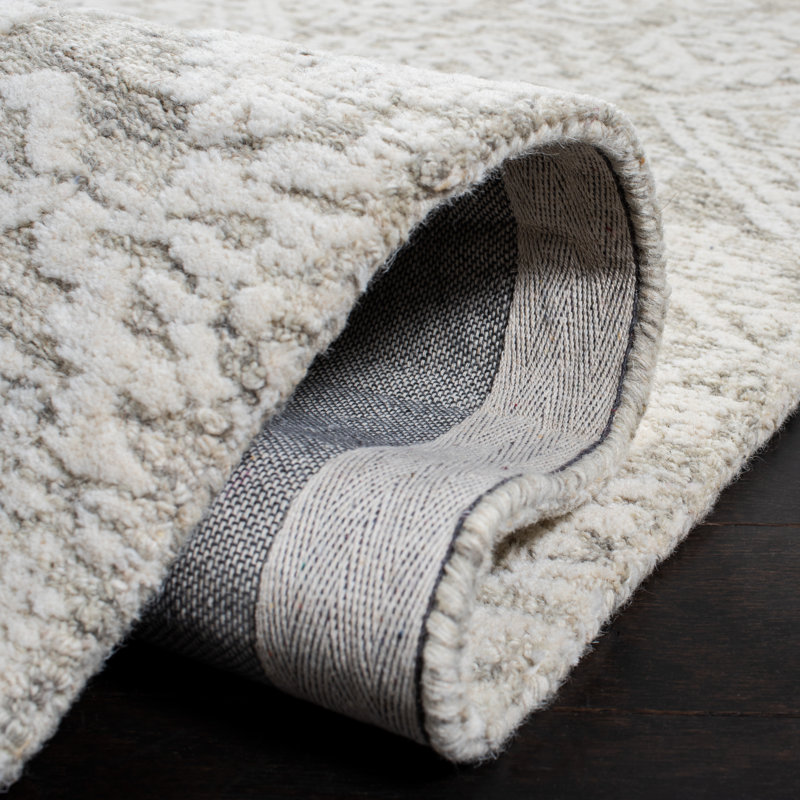Metro Hand Tufted Indian Wool And Cotton With Latex Geometric Rug, Rectangle 4' x 6'