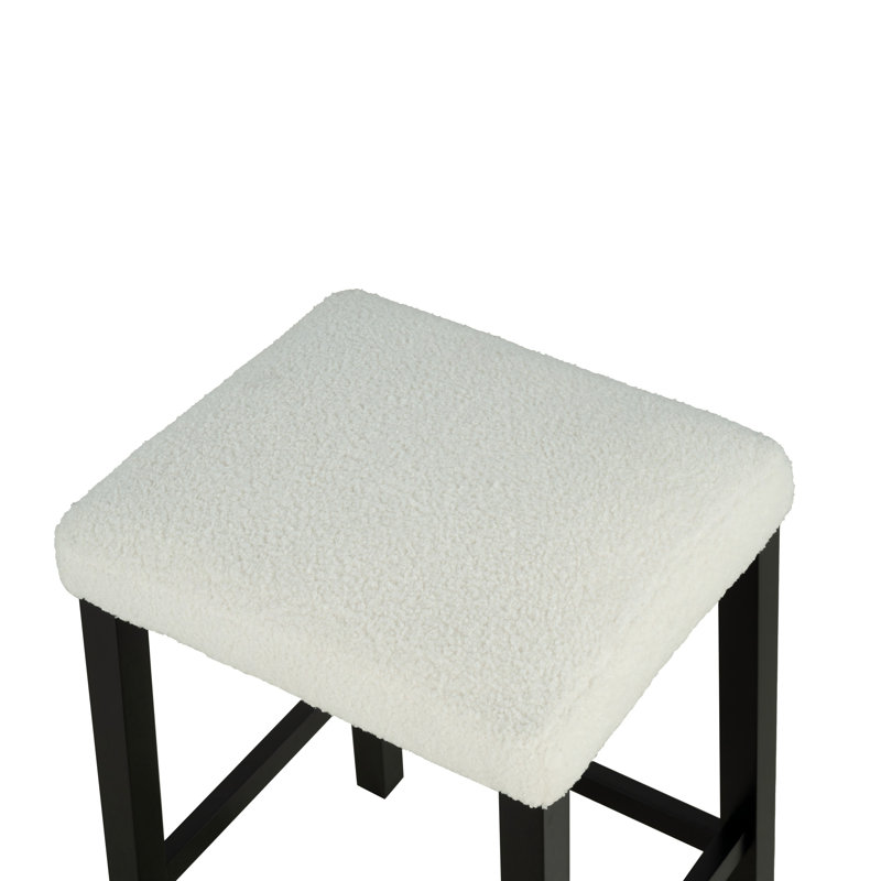 Transitional Bar Table Set With Upholstered Tufted Stools And USB Ports,Set Of 3